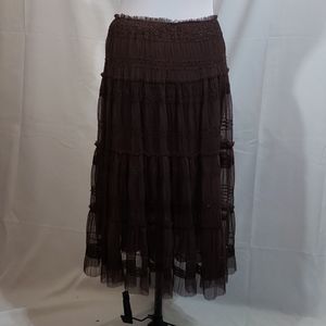 NWT Studio M Brown Tulle Sequin Midi Skirt Small